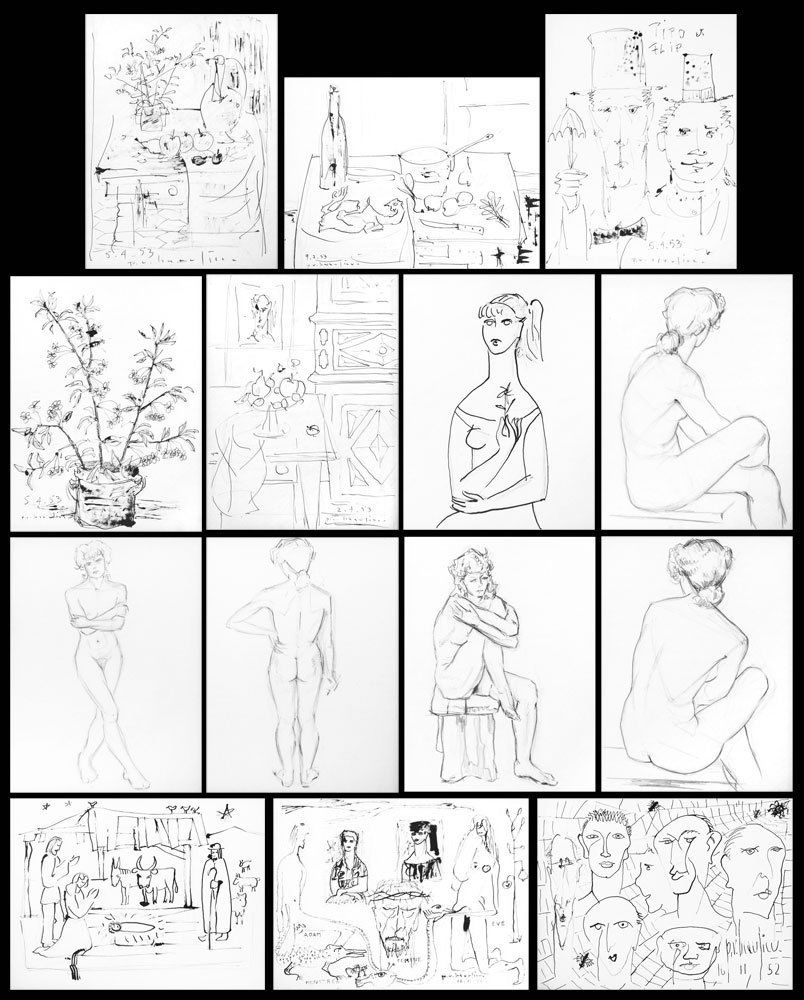 BEAULIEU, Paul Vanier RCA (1910-1996): BEAULIEU, Paul Vanier RCA (1910-1996) "1952 à Mai 1953" Sketchbook 68 ink and/or lead pencil sketches Some are signed and/or dated