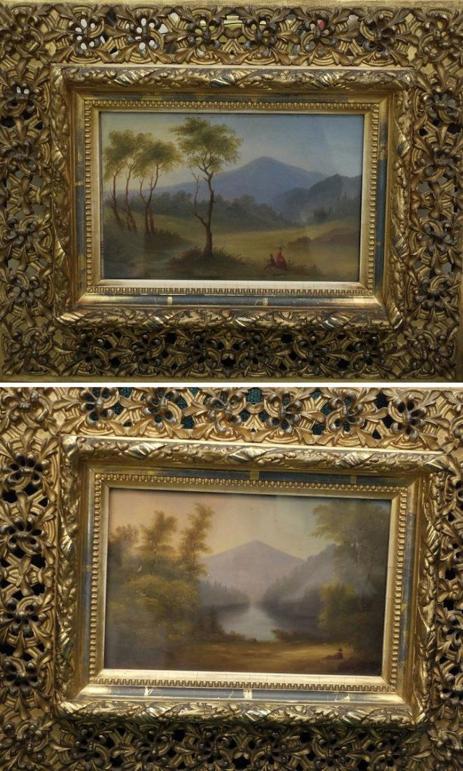 GERMAN SCHOOL (19th century): GERMAN SCHOOL (19th century) Set of two oils on wood panel 15x24cm - 6x9.5''