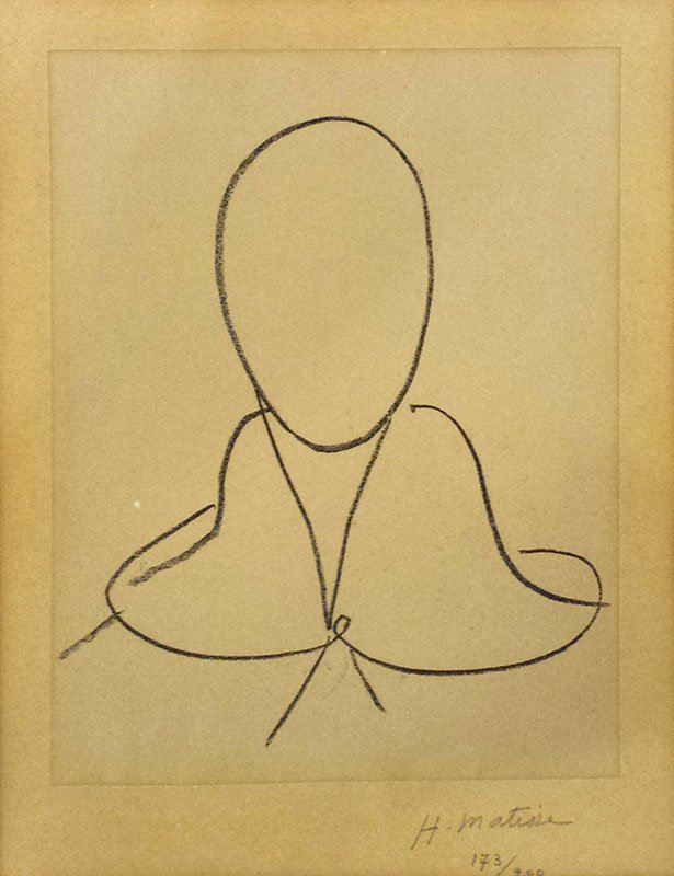 MATISSE, Henri (1869-1954): MATISSE, Henri (1869-1954) "Etude pour Saint Dominique" Circa 1950-1951 Lithograph Signed and numbered on the lower right: H. Matisse 173/200 22x17cm - 8.5x7"