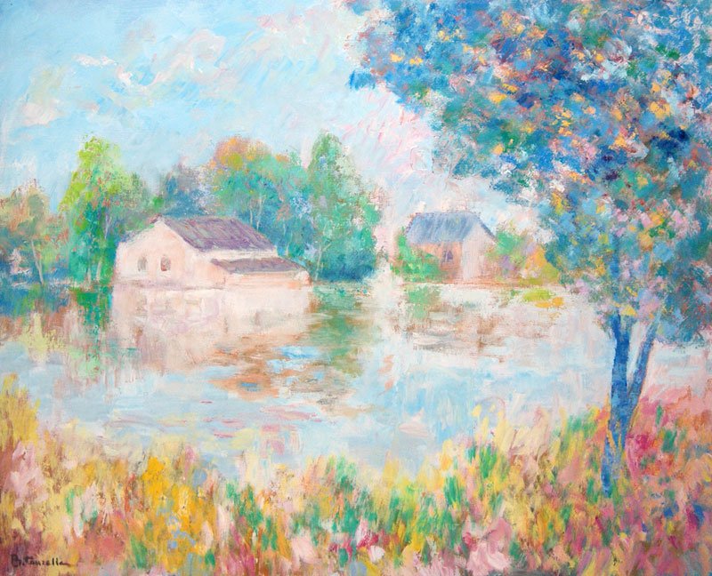 TAURELLE, Bernard (1931-): TAURELLE, Bernard (1931-) "Paysage d'automne" Oil on canvas Signed on the lower left: B. Taurelle Titled and dated on the reverse: 1991 65x81cm - 25.5x31.75"