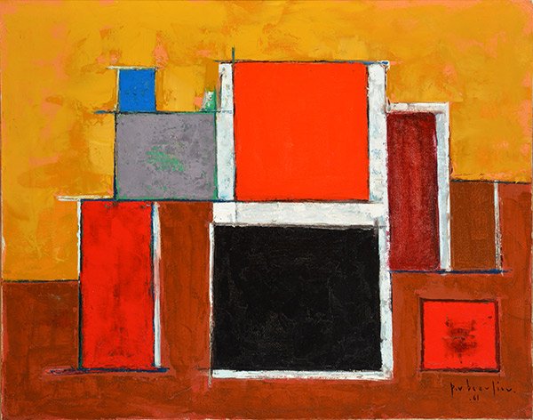 BEAULIEU, Paul Vanier (1910-1996): BEAULIEU, Paul Vanier (1910-1996) "Italie 30-611" Oil on canvas Signed and dated on the lower right: P.V. Beaulieu 61 Titled on the reverse on the stretcher 73x92cm - 28.75x36.25"