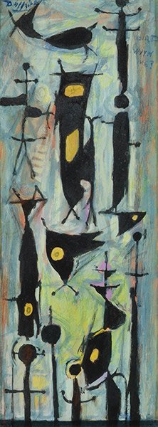 DALLAIRE, Jean-Philippe (1916-1965): DALLAIRE, Jean-Philippe (1916-1965) "... with me" Mix media on paper Signed on the upper left: Dallaire Titled on the upper right 35.5x13cm - 14x5.25" © Jean Dallaire / SODRAC (2015)