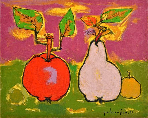 BEAULIEU, Paul Vanier RCA (1910-1996): BEAULIEU, Paul Vanier RCA (1910-1996) Still life with pear and apple Oil on canvas Signed and dated on the lower right: P.V Beaulieu 70 91x107cm - 36x42"