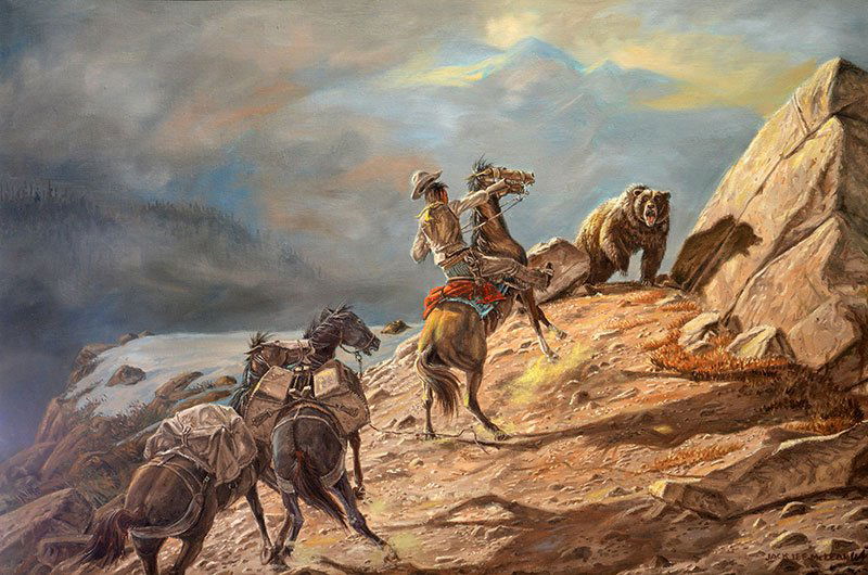 MCLEAN, Jack Lee (1924-2003): MCLEAN, Jack Lee (1924-2003) "Sunrise suprise" Oil on canvas Signed on the lower right: Jack Lee McLean Titled and inscriptions on the reverse on the stretcher: Purcell M?ts. 10000 Ft Mt Pambrun 19-