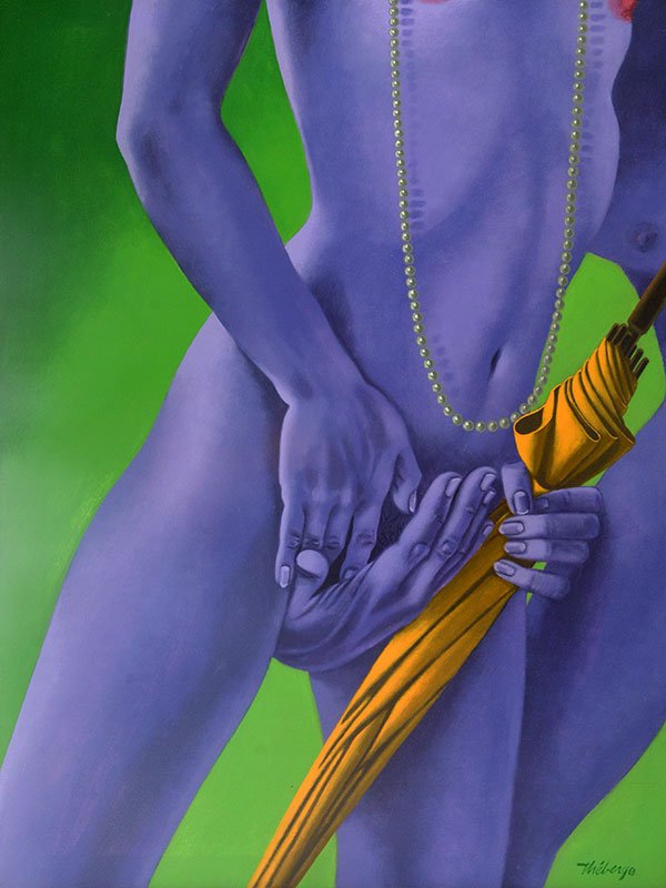 THÉBERGE, Claude (1934-2008): THÉBERGE, Claude (1934-2008) "Le collier" Acrylic on canvas Signed on the lower right: Théberge Titled, signed, dated and dedicated on the reverse: 17 février 2001 102x76cm - 40x30"