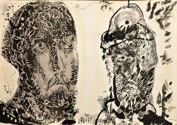 CUEVAS, José Luis (1934-): CUEVAS, José Luis (1934-) Two faces Lithograph Signed and dated on the lower right: Cuevas, May-10-68 Numbered on the lower center: Artist proof 53.5x74cm - 21x29"