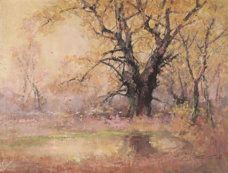 KEZDY KOVACS, Lazlo (1864-1942): KEZDY KOVACS, Lazlo (1864-1942) Pink reflection on the lake Oil on canvas Signed in Hungarian on the lower right: Kezdy Kovacs 57.5x78.5cm - 22.5x31"