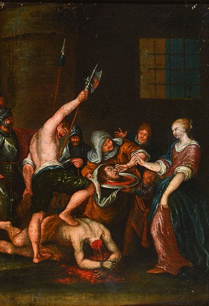 DUTCH SCHOOL - 19th CENTURY: DUTCH SCHOOL - 19th CENTURY Salomé and Jean-Baptiste Oil on canvas 45.5x31.5cm - 17.75x12.25"