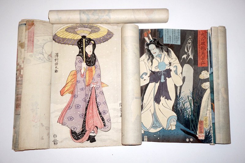 KUNIYOSHI, KUNISADA AND KUNITERU: Utagawa Kuniyoshi (1797-1861), Utagawa Kunisada (1786-1865) and Utagawa Kuniteru (1808-1876): Three triptychs and four oban tate-e from the "Seichû gishin den” series, the stories of the loyal samu