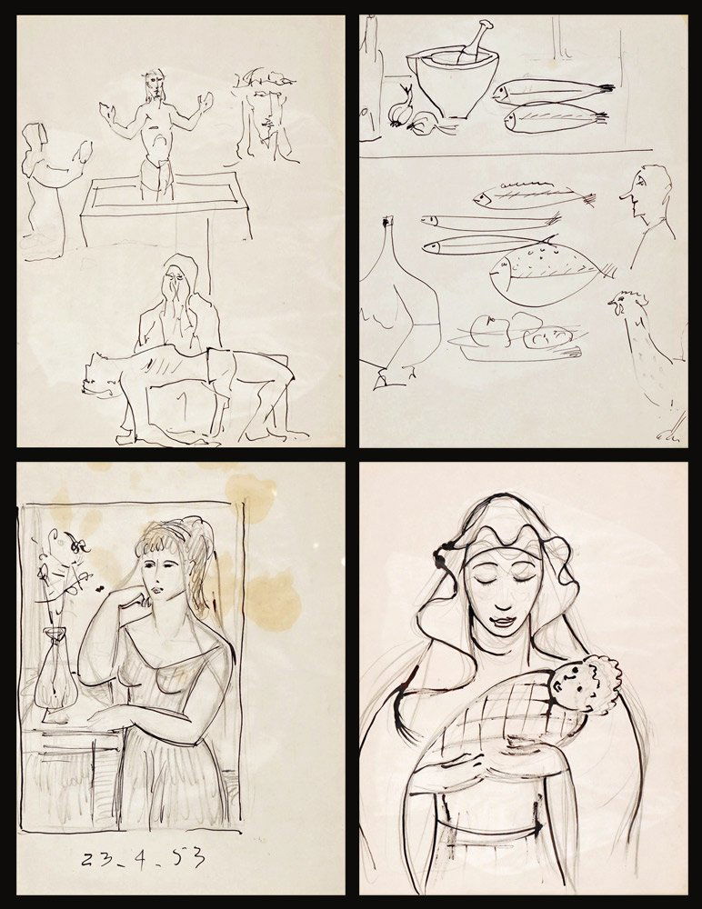 BEAULIEU, Paul-Vanier RCA (1910-1996): BEAULIEU, Paul-Vanier RCA (1910-1996) Series of four inks on paper inspired by various themes. Each measures: 33x24cm - 13x9.50"