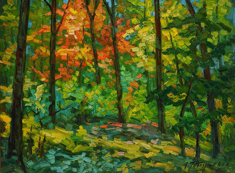 TATOSSIAN, Armand (1951-2012): TATOSSIAN, Armand (1951-2012) "Sous bois" Oil on canvas Signed on the lower right: A. Tatossian Titled and signed on the reverse 76x102cm - 30x40"