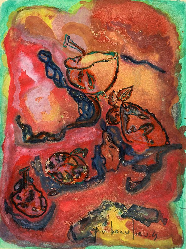BEAULIEU, Paul Vanier (1910-1996): BEAULIEU, Paul Vanier (1910-1996) Fruits Watercolour Signed and dated on the lower right: P.V. Beaulieu 69 28x21cm - 11x8.25"