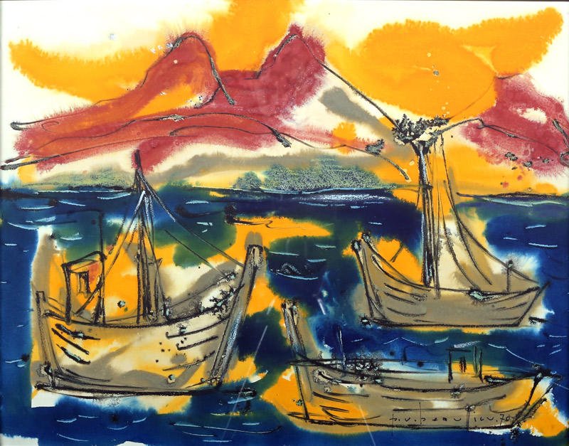 BEAULIEU, Paul Vanier (1910-1996): BEAULIEU, Paul Vanier (1910-1996) Boats Watercolour Signed and dated on the lower right: P.V. Beaulieu 70 49.5x63.5cm - 19.5x25"