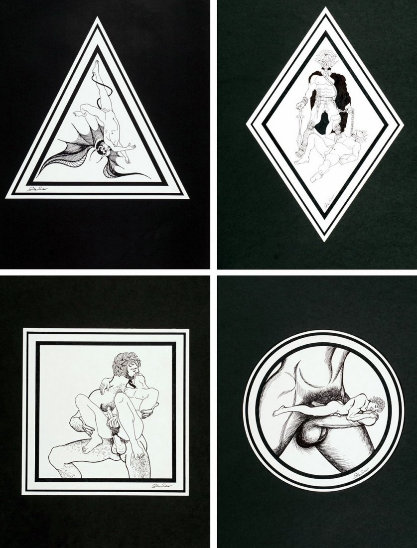SAVOIE, Gerald (1930-): SAVOIE, Gerald (1930-) Set of 4 inks Homo erotica Signed on the lower right: Ger Sav 51x38cm - 20x15" We include: a certain number of prints Est: 40-60