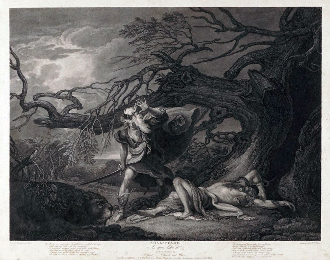 RYDER, Thomas (1746 -1810): RYDER, Thomas (1746 -1810), after a work of art by Raphael West "Shakspeare, Second Part of King Henry the Fourth, Act III, Scene II" Gravure Signed in the plate on the lower left: Engraved by T. Ryde