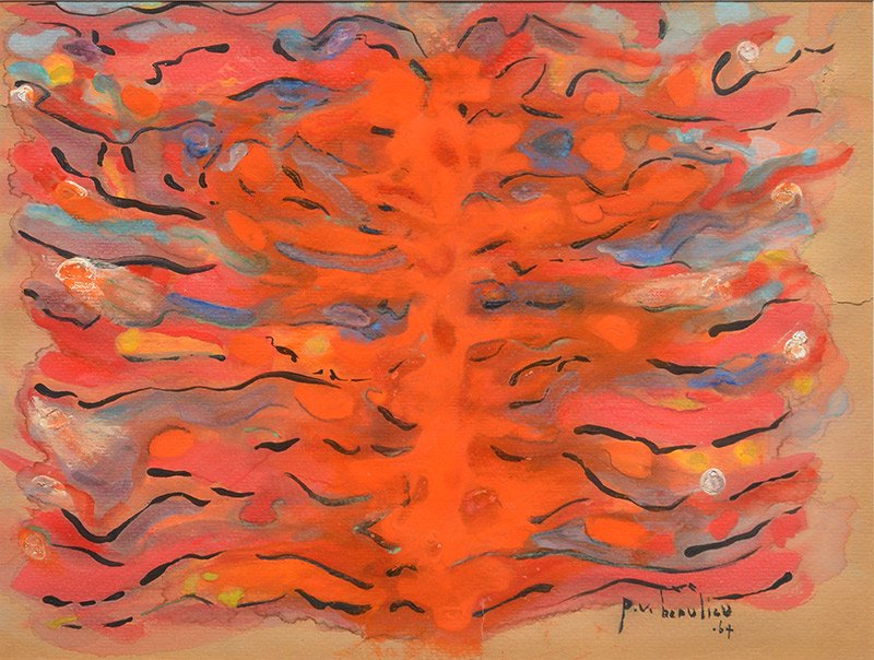 BEAULIEU, Paul-Vanier (1910-1996): BEAULIEU, Paul-Vanier (1910-1996) Untitled Mix media Signed and dated on the lower right: P.V. Beaulieu 64 25.5x33cm - 10x13" Est: 600-800