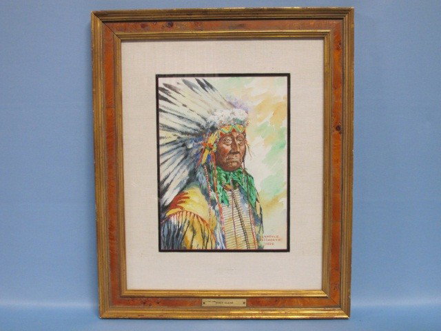Clarence Arthur Ellsworth (1885 - 1961): Clarence Arthur Ellsworth (American, 1885 - 1961), "Chief Clear", circa 1959, watercolor, signed lower right, 13.25 in. x 9.75 in., depicting a Native American Chief, provenance: private collection, C
