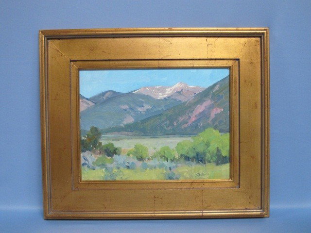 Oil on Canvas by Tim Deibler: Tim Deibler, "Taos Mount View", Oil on Canvas, signed lower right, 12 in. x 16 in., provenance: private collection, Columbus, Texas.