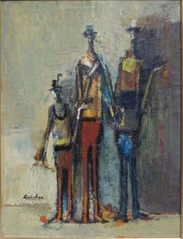 Oil on Board by David Adickes: David Pryor Adickes, Born in 1927, Texas, untitled, signed lower left, oil on board, board size 23.5 in x 18 in (60cm x 46cm), frame size 29 in x 23.5 in (74cm x 60cm), provenance private collection f
