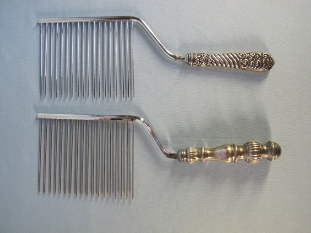 Two Sterling Handle Cake Cutters: Two Sterling Handle Cake Cutters / Spicer with Stainless Blades. Length: 11".