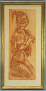 Etienne Ret (1900 - 1996): Etienne Ret, American (1900 - 1996), original lithograph, 23/150, signed lower right, 25 in. x 9.5 in. , frame: 31.5 in. x 15.75 in., provenance: private collection of Mrs. Wilma Bruyere, Houston,