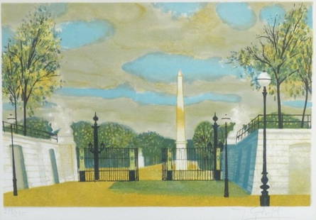 Yves Ganne (1931 - ), Les Tuileries: Yves Ganne, French (1931 - ),"Le parc des Tuileries", Paris, original lithograph 218/275, signed lower right, 12 in. x 18.5 in. , frame: 19 in. x 25 in., provenance: private collection of Mrs. Wilma