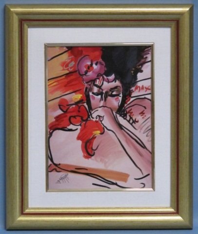 Peter Max, "Suzin": Peter Max, German/American (1937 - ), "Suzin", 1992, ceramic plaque, plaque: 10.25 in. x 7.5 in. , frame: 16 in. x 13.5 in., provenance: private collection of Mrs. Wilma Bruyere, Houston, Texas, USA.