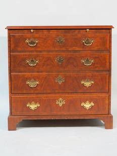 Unusual Baker Mahogany Chest: Unusual Baker Walnut Chest, with large open top and Drawer on the bottom. Original metal baker emblem. 32"L x 31"Ht x 20"D