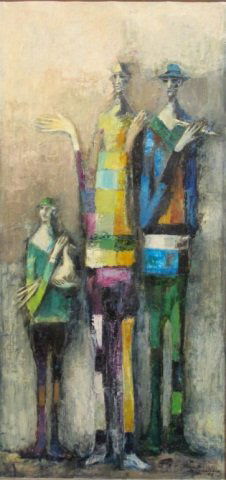 David ADICKES, untitled, 1958: David Pryor Adickes, Born in 1927, Texas,untitled, 1958, oil on canvas, signed lower right, canvas: 40.5 in. x 19.25 in., frame: 46 in. x 25 in., provenance: private collection of Mrs. Wilma Bruyere,