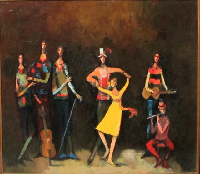 David ADICKES, "The Gypsies": David Pryor Adickes, Born in 1927, Texas, "The Gypsies", 1982, oil on board, signed lower right, board size: 48" x 54" (120cm x 136cm), frame size: 54" x 60" (137cm x 151.5cm), provenance: private col