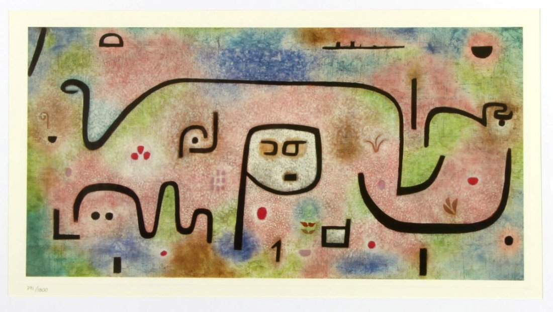 Klee, Paul 1879 Münchenbuchsee - 1940 Muralto: Insula dulcamara 19 Granolithografie von 1999. Edition Ars collect Luzern, 1800 nummerierte Exemplare auf Bütten, hier 791/1800. 51 x 83 cm. Unter Glas ger.