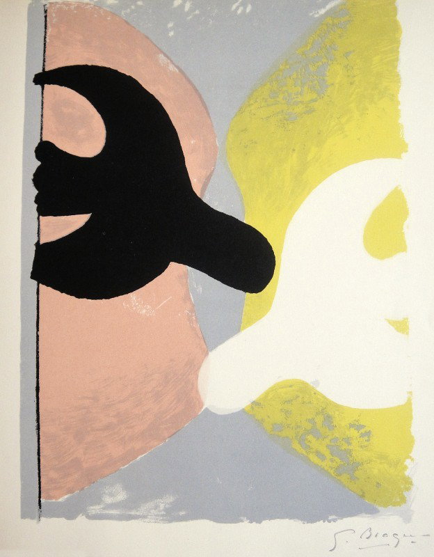 GEORGES BRAQUE, "Résurrection de L'Oiseau" Signed: Georges BRAQUE, "Résurrection de L'Oiseau" Hand signed Lithograph, 1963. Hand signed by Braque in pencil. Signed VIP edition of "Lithograph". Printed by Fernand Mourlot and André Sauret, Union de Pa