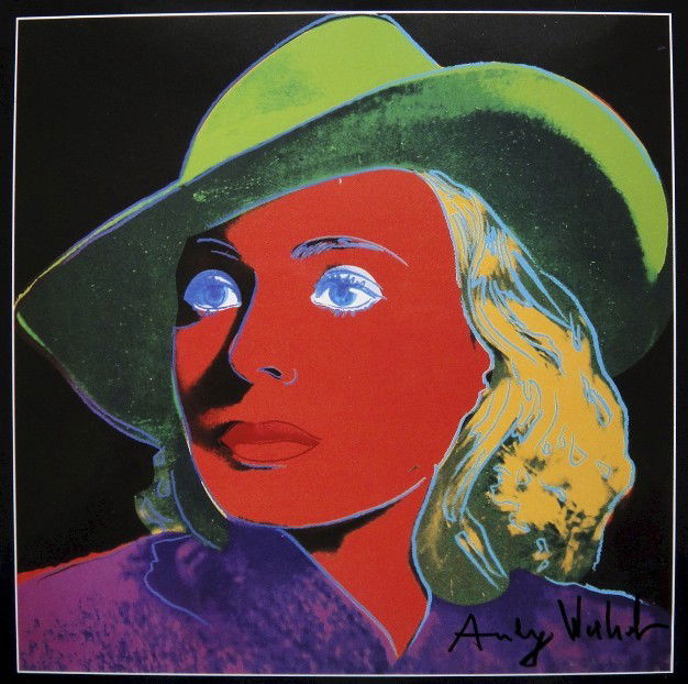 Andy WARHOL, Signed Special Print, “Ingrid Bergman”: Andy WARHOL, "Ingrid Bergman" hand-signed Special Print. Portrait of Ingrid Bergman with hat. From the exclusive gallery edition picturing Ingrid Bergman. Malmö Sweden, 1983. Hand signed by Andy Warh