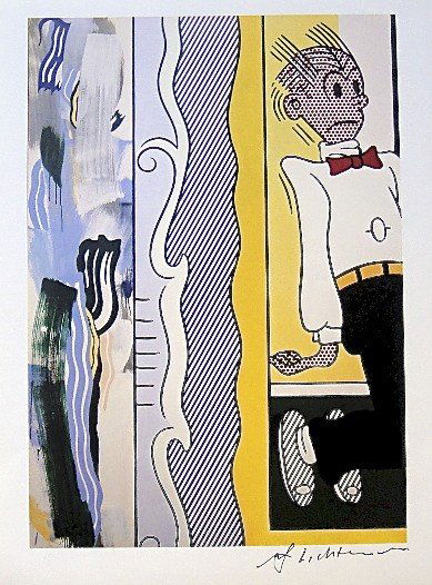 Roy LICHTENSTEIN, Offset Print,: Offset Print by Roy Lichtenstein. Hand signed by Lichtenstein in felt pen. From a signed VIP -exhibition catalog / New York, Abbeville Press. 2. Edition from 1984: Cross River Press LTD. Printed fort