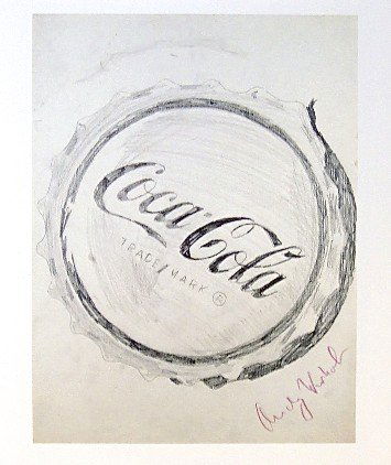 ANDY WARHOL, Special Print hand signed, "Coca Cola": Andy WARHOL, hand signed special Print "Coca Cola". From a signed VIP catalog form 1982. Hand signed by Andy Warhol in red crayon. Wonderful artwork in good quality. Size: 9.6 x 7.9 in (25 x 20 cm), p