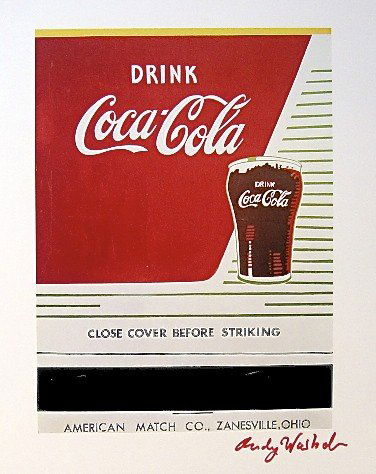 ANDY WARHOL, Special Print hand signed, "Coca Cola": Andy WARHOL, hand signed special Print "Coca Cola". From a signed VIP catalog form 1982. Hand signed by Andy Warhol in red pen. Wonderful artwork in good quality. Size: 9.6 x 7.9 in (25 x 20 cm), prin