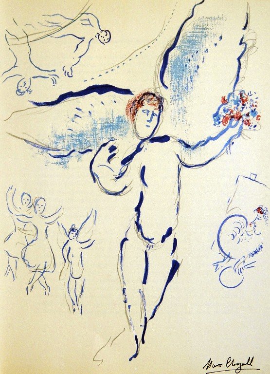 MARC CHAGALL, Opera de Paris, Hand signed Lithogra: Hand signed Lithograph by Marc CHAGALL "Opera de Paris" published in 1965. Edition: André Sauret, Monte-Carlo. Par Jacques Lassaigne Murlot. Published in a rare exhibition catalog "Opera de Paris". H