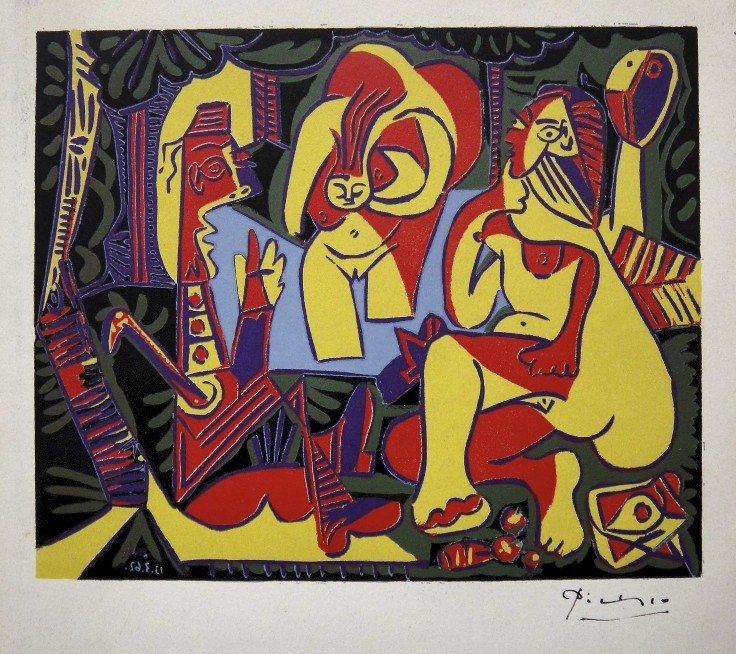 Pablo PICASSO • Woodcut “Le Déjeuner sur l’Herbe” : Pablo Picasso, wonderful woodcut “Le Déjeuner sur l’Herbe". From the exclusive suite published in 1966. Edition: “Pablo Picasso – Graphisches Werk” by Kurt Leonhard. Woodcut after the linoc