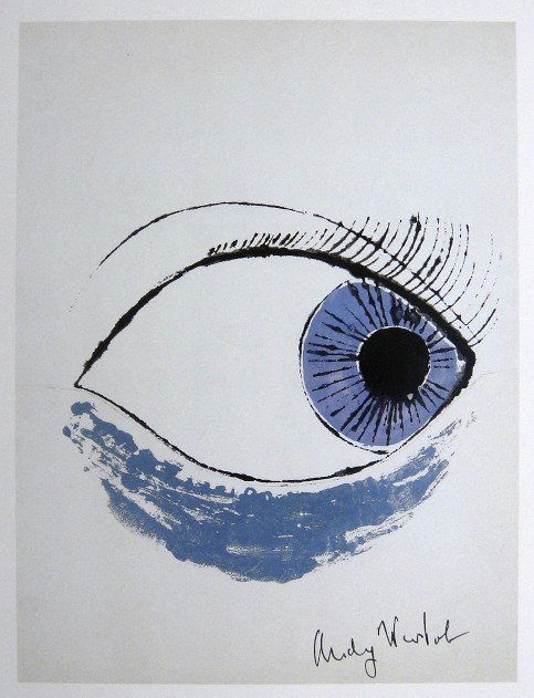 ANDY WARHOL, Signed Print, Eye, 1982: Andy WARHOL, "Eye", hand signed Offset Print. From a signed VIP-catalog from 1982. Hand signed by Andy Warhol in black pen. Size: 10.3 x 7.5 in (26 x 19 cm) printed on the back. Excellent condition wi