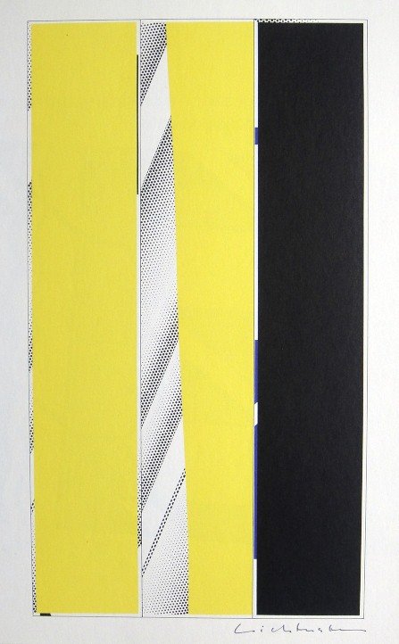 ROY LICHTENSTEIN, Signed Print, 1984: Roy LICHTENSTEIN, hand signed Offset Print, 1984. From a signed VIP exhibition catalog 1984. Hand signed by Lichtenstein in black pen. Size: 11.4 x 8.3 in (29 x 21 cm), printed on the back. Excellent