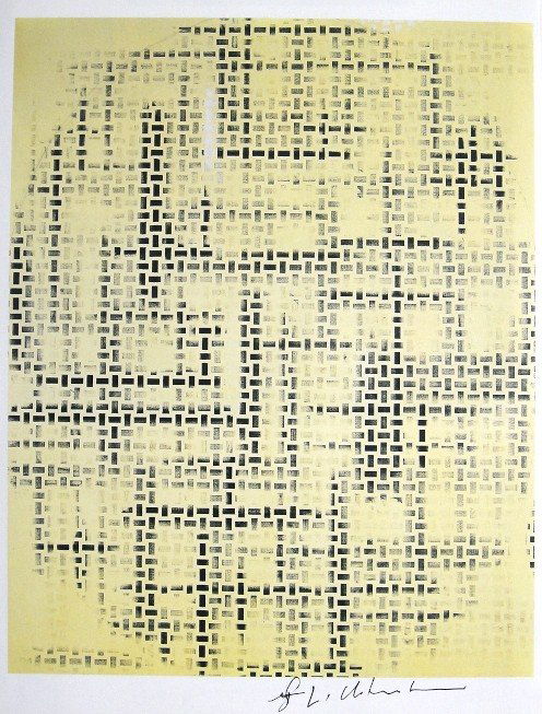 ROY LICHTENSTEIN, Signed Print, 1984: Roy LICHTENSTEIN, hand signed Offset Print, 1984. From a signed VIP exhibition catalog 1984. Hand signed by Lichtenstein in black pen. Size: 11.4 x 8.3 in (29 x 21 cm), printed on the back. Excellent