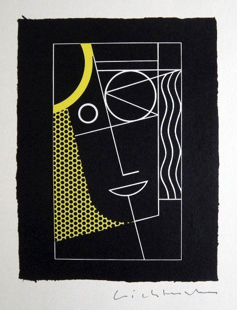 ROY LICHTENSTEIN, Signed Print, 1984: Roy LICHTENSTEIN, hand signed Offset Print, 1984. From a signed VIP exhibition catalog 1984. Hand signed by Lichtenstein in black pen. Size: 8.3 x 5.9 in (21 x 15 cm), printed on the back. Excellent c