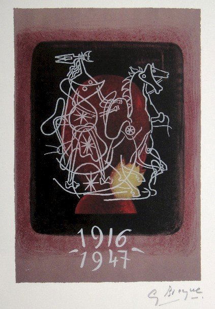 GEORGES BRAQUE, Signed Lithograph, 1963: Georges BRAQUE, hand signed Lithograph, 1963. Hand signed by Braque in pencil. Signed VIP edition of "Lithograph". Printed by Fernand Mourlot and André Sauret, Union de Paris / 1963, Wonderful artwor