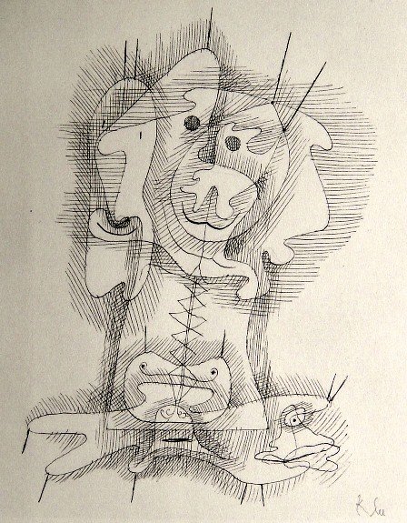 Paul KLEE; Original Lithograph.: Hand-signed lithograph by Paul KLEE from 1934. Signed VIP edition. Signature in pencil by KLEE. Limited edition of 525 copies, of which only 25 excamples were signed! Paul KLEE drawings; Edition: Mull