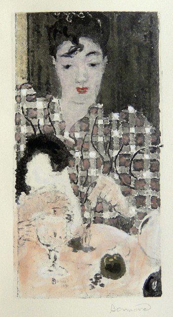 PIERRE BONNARD, hand colored and hand signed Lithog: Wonderful hand colored and signed Lithograph by Pierre Bonnard. Watercolor on beautiful hand made paper. "Panneau Décoratif" was published in the rare suite "Bonnard" by Leon Werth, 1923. Edition: "C