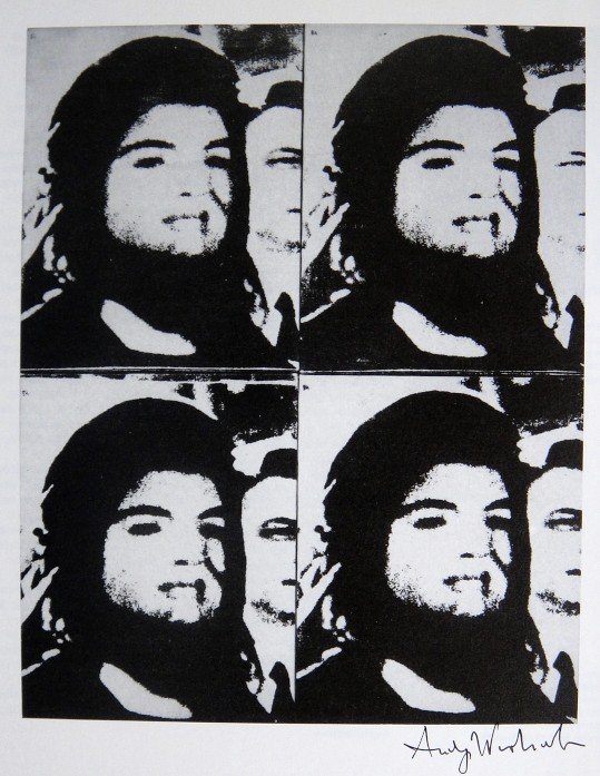 ANDY WARHOL, Signed Print, Jackie: Andy WARHOL, "Jackie", hand signed Offset Print. From a signed VIP-catalog from 1982. Hand signed by Andy Warhol in black pen. Size: 9.9 x 7.6 in (25 x 19 cm) printed on the back. Excellent condition 