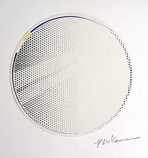 Roy LICHTENSTEIN, signed Lithograph: Roy LICHTENSTEIN, hand signed lithograph, lithograph is glued on a base. Hand signed by Lichtenstein in pencil on the base. Special Edition from a rare exhibition catalog. Wonderful artwork in best co