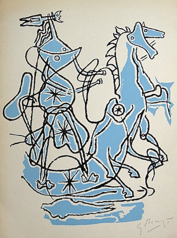 GEORGES BRAQUE, Signed Lithograph, 1963: Georges BRAQUE, hand signed Lithograph, 1963. Hand signed by Braque in pencil. Signed VIP edition of "Lithograph". Printed by Fernand Mourlot and André Sauret, Union de Paris / 1963, Wonderful artwor