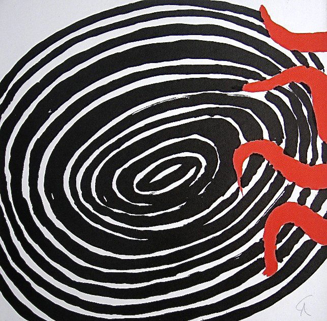 Alexander CALDER, Signed Lithograph, 1965: Lithograph by Alexander Calder, 1965 Hand signed by Calder in pencil Published in the signed VIP exhibition catalogue of “Calder”, published by Musée Nationale d’Art Moderne Paris / Paris juill