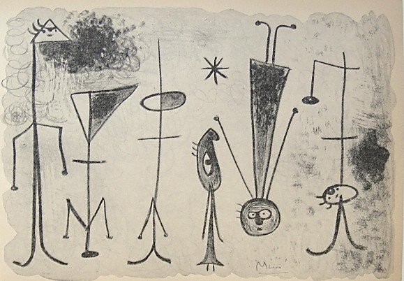 JOAN MIRO, Hand Signed Lithographie, "Diver" 1954: Beautiful hand signed Lithograph by Joan MIRO "Diver", 1954. Hand signed by Joan Miro in pencil. This lithograph was part of the signed VIP book "The Graphic Work". Prov: Mourlot / Aimé Maeght; Städ